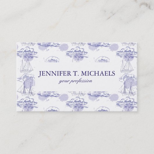 Waterverf Waves & Ships Patroon Visitekaartje (Voorkant)