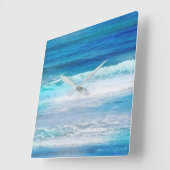 Waterverf Waves Vierkante Klok (Hoek)