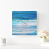 Waterverf Waves Vierkante Klok (Huis)