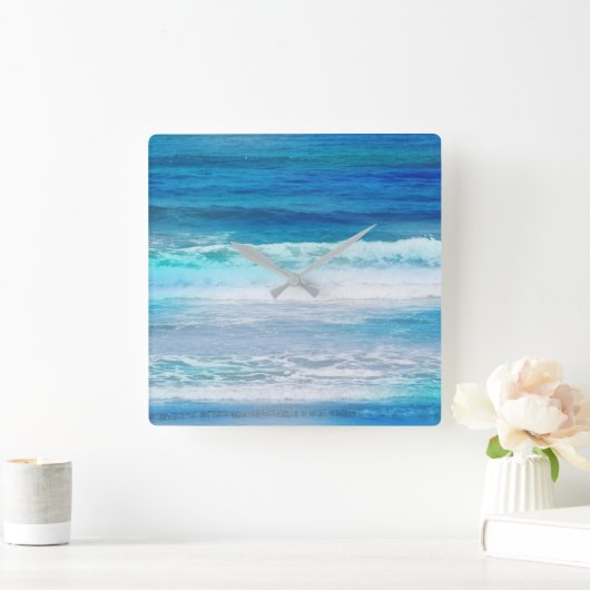 Waterverf Waves Vierkante Klok (Huis)