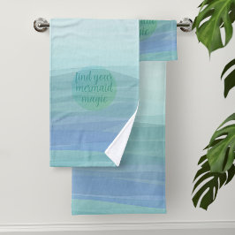 Waterverf Waves Vind uw Mermaid Magic Quote Bad Handdoek