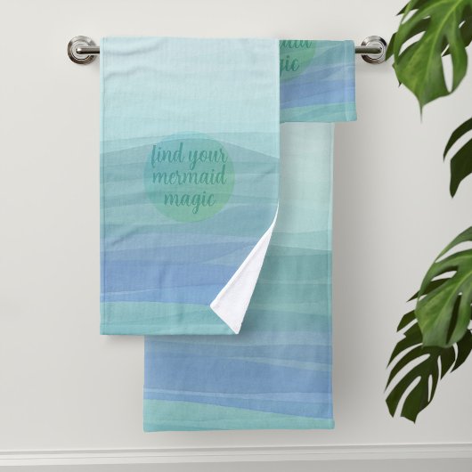 Waterverf Waves Vind uw Mermaid Magic Quote Bad Handdoek