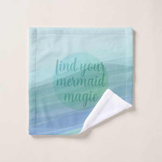 Waterverf Waves Vind uw Mermaid Magic Quote Bad Handdoek (Wasdoekje)