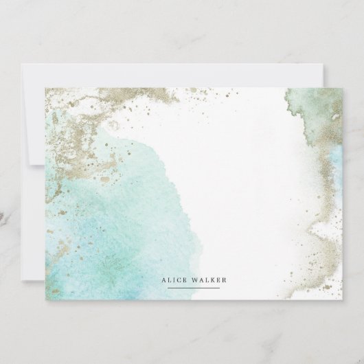 Waterverf Waves Zand Pastel Stationery Note Kaart Notitiekaartje (Voorkant)