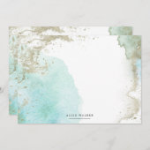 Waterverf Waves Zand Pastel Stationery Note Kaart Notitiekaartje (Voorkant / Achterkant)