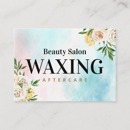 Waterverf Waxing Aftercare Card Visitekaartje (Voorkant)