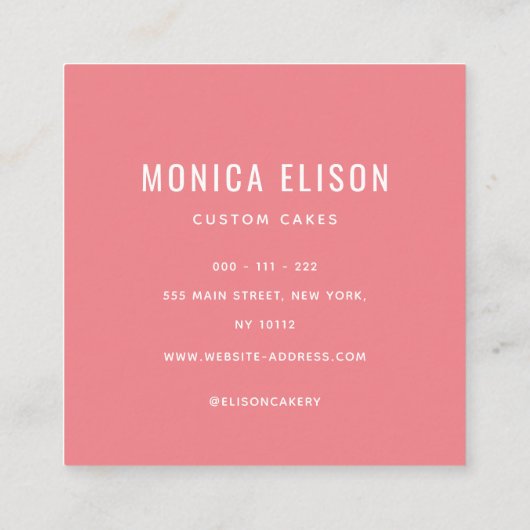 waterverf wazig roze florale suspensie vierkante visitekaartje (Achterkant)