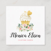 waterverf wazig roze florale suspensie vierkante visitekaartje (Voorkant)