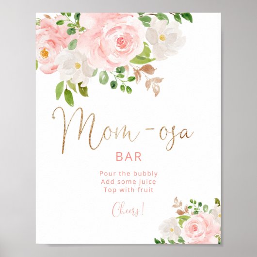 Waterverf wazige roze flora mam-osa bar poster (Voorkant)