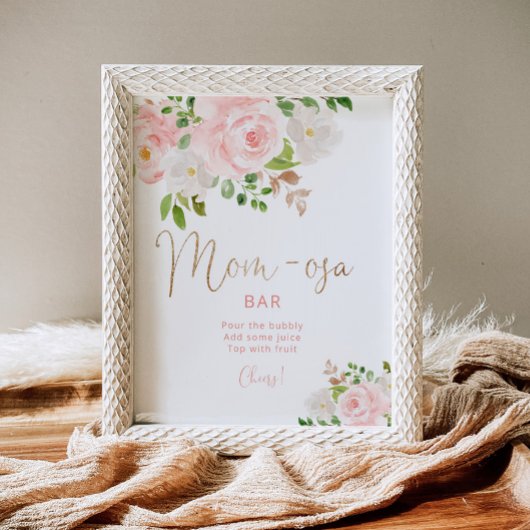 Waterverf wazige roze flora mam-osa bar poster