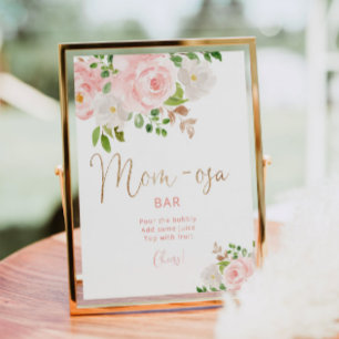 Waterverf wazige roze flora mam-osa bar poster
