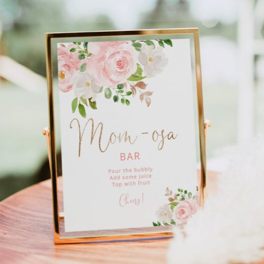 Waterverf wazige roze flora mam-osa bar poster