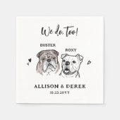 Waterverf We Do Too 2 Hond Engels Bulldog Wedding Servet (Voorkant)