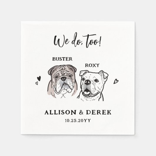 Waterverf We Do Too 2 Hond Engels Bulldog Wedding Servet (Voorkant)
