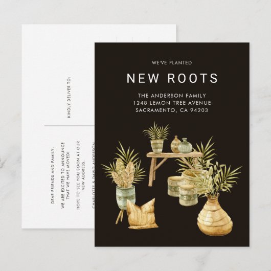 Waterverf We hebben nieuwe wortels gepland Aankondigingskaart (Voorkant / Achterkant)