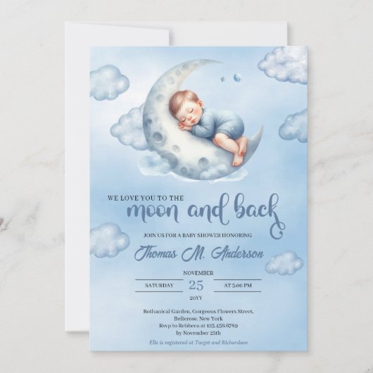 Waterverf We houden van je naar de maan en terug Kaart (Voorkant)