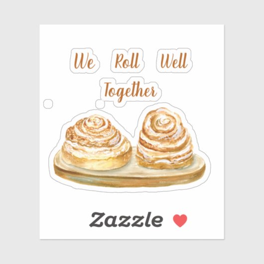 Waterverf we rollen goed samen Cinnamon Buns Sticker (Vel)