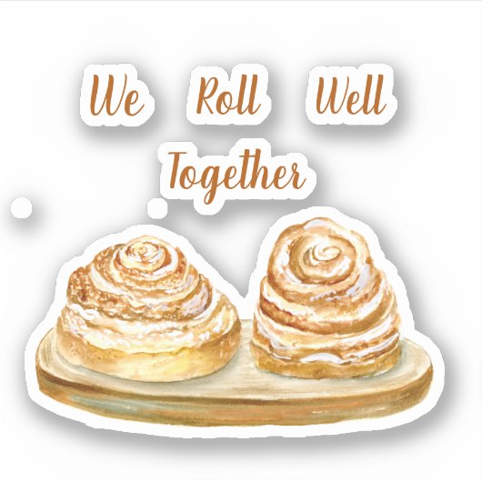 Waterverf we rollen goed samen Cinnamon Buns Sticker (Voorkant)