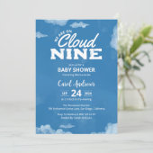 Waterverf We zijn op Cloud Nine Blue Baby shower Kaart (Staand voorkant)