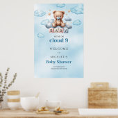 Waterverf We zijn op Cloud Nine Boy baby shower Poster (Keuken)