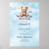 Waterverf We zijn op Cloud Nine Boy baby shower Poster (Voorkant)