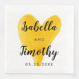 Waterverf Weddenschap met brieftering Geel hart Servet