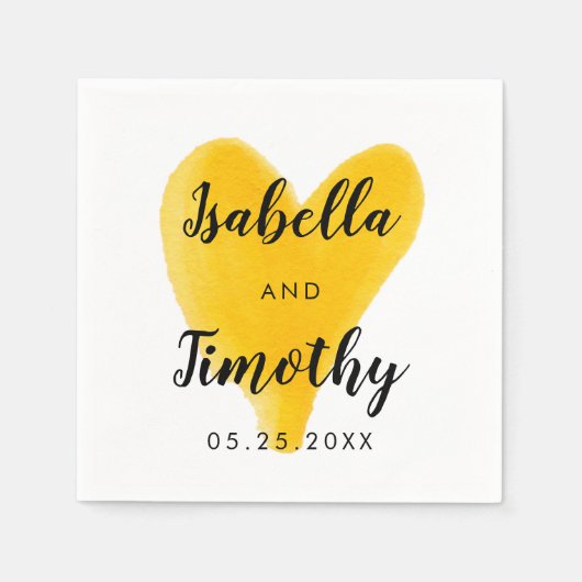 Waterverf Weddenschap met brieftering Geel hart Servet (Voorkant)