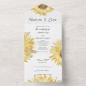 Waterverf Weddenschap met geel zonbloemen All In One Uitnodiging (Binnen)