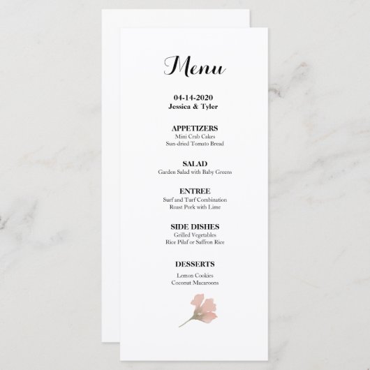 Waterverf Weddenschap of Gebeurtenismenu Menu (Voorkant / Achterkant)