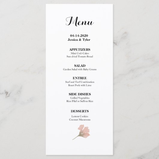 Waterverf Weddenschap of Gebeurtenismenu Menu (Voorkant)