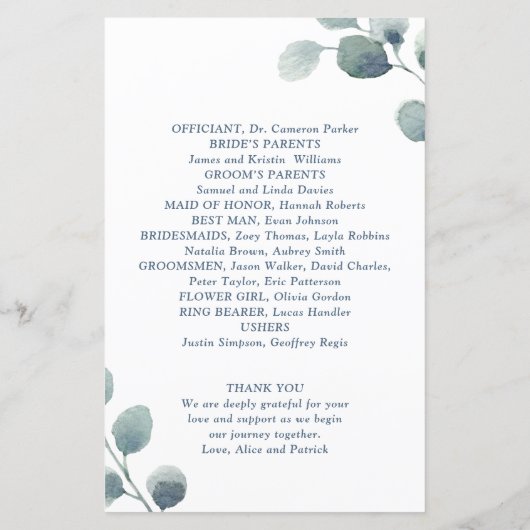 Waterverf  weddenschap tussen Eucalyptus Greenery (Achterkant)