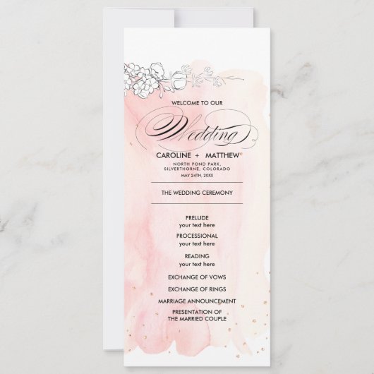 Waterverf-weddenschappen met kettingbloemen kaart (Voorkant)