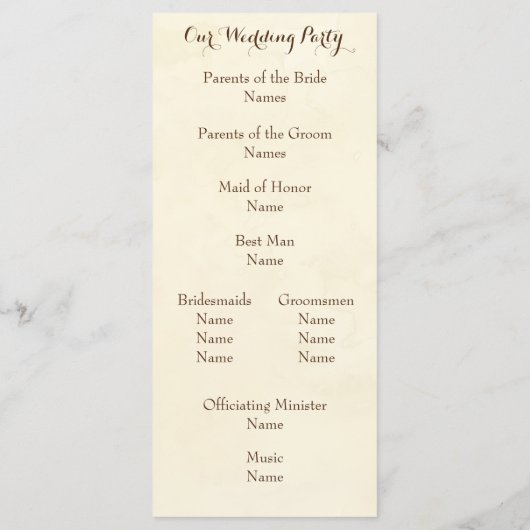 Waterverf-weddenschapsprogramma Programmakaart (Achterkant)