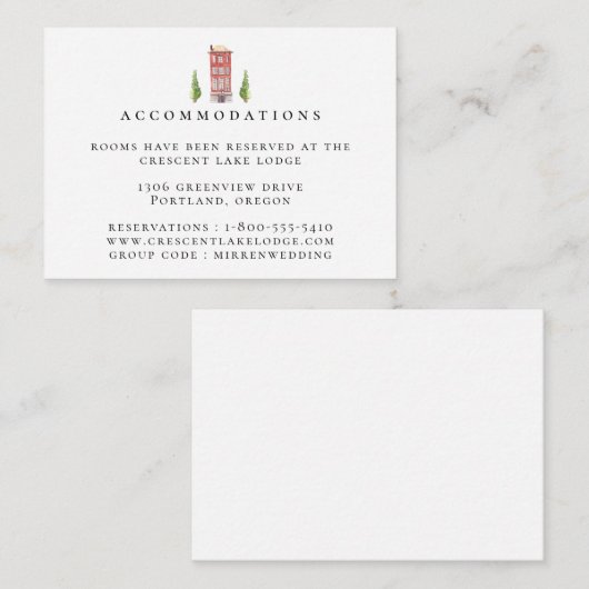 Waterverf Wedding Accommodations Informatiekaartje (Voorkant / Achterkant)