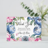 Waterverf Wedding Arch roze en blauw Bedankkaart (Staand voorkant)