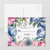 Waterverf Wedding Arch Roze en Blauw RSVP Uitnodiging Briefkaart (Voorkant / Achterkant)