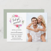 Waterverf Wedding Bouquet huwelijksaankondiging Aankondiging (Voorkant / Achterkant)