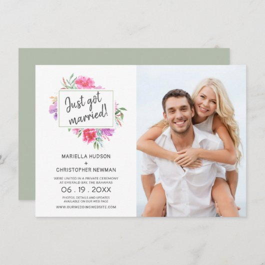 Waterverf Wedding Bouquet huwelijksaankondiging Aankondiging (Voorkant / Achterkant)