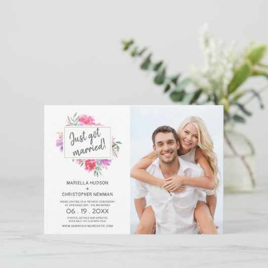 Waterverf Wedding Bouquet huwelijksaankondiging Aankondiging (Staand voorkant)