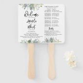 Waterverf Wedding Ceremony Program Hand Fan Handwaaier (Voorkant en achterkant)