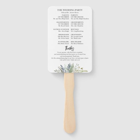 Waterverf Wedding Ceremony Program Hand Fan Handwaaier (Achterkant)