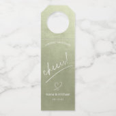 Waterverf Wedding Cheers Sage Green ID786 Flessenhanger (Voorkant)