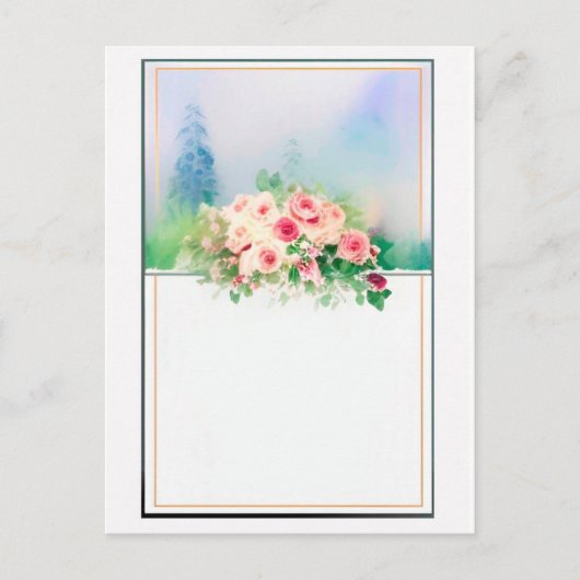 Waterverf Wedding Design Rozen Briefkaart (Voorkant)