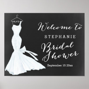 Waterverf Wedding Gown Chalkboard   VRIJGEZELLENFE Poster