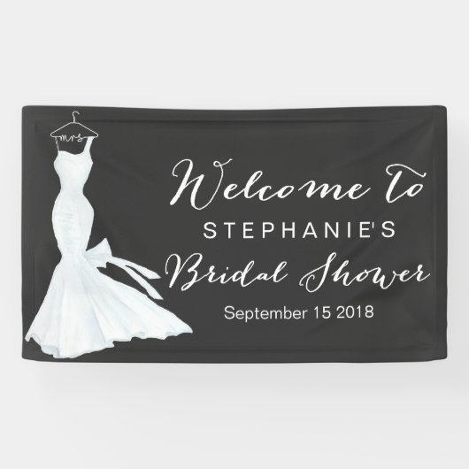 Waterverf Wedding Gown Chalkboard | VRIJGEZELLENFE Spandoek (Horizontaal)