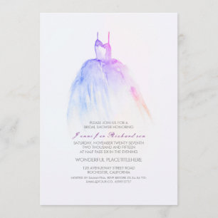 Waterverf Wedding Gwn Bridal Shower Invitations Kaart