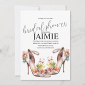 Waterverf Wedding Heels Floral Vrijgezellenfeest Kaart (Voorkant)