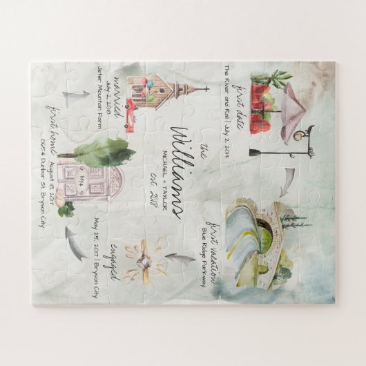 Waterverf Wedding Memory Keepomwille Pas getrouwd  Legpuzzel (Horizontaal)