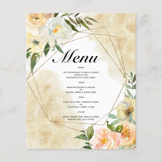Waterverf WEDDING MENU. Flyer (Voorkant)