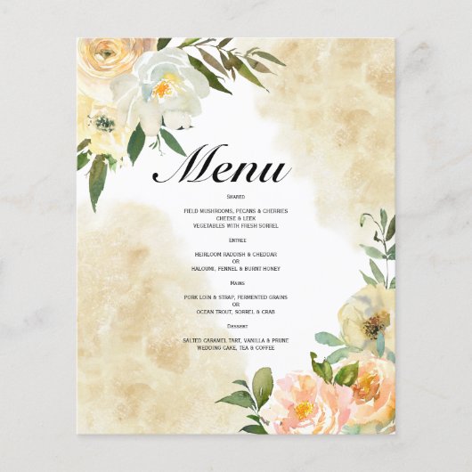 Waterverf WEDDING MENU. Flyer (Voorkant)